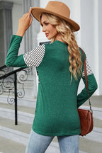 Leopard Striped Round Neck T-Shirt – Casual Chic Everyday Top