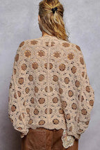 Chenille V-Neck Floral Cardigan