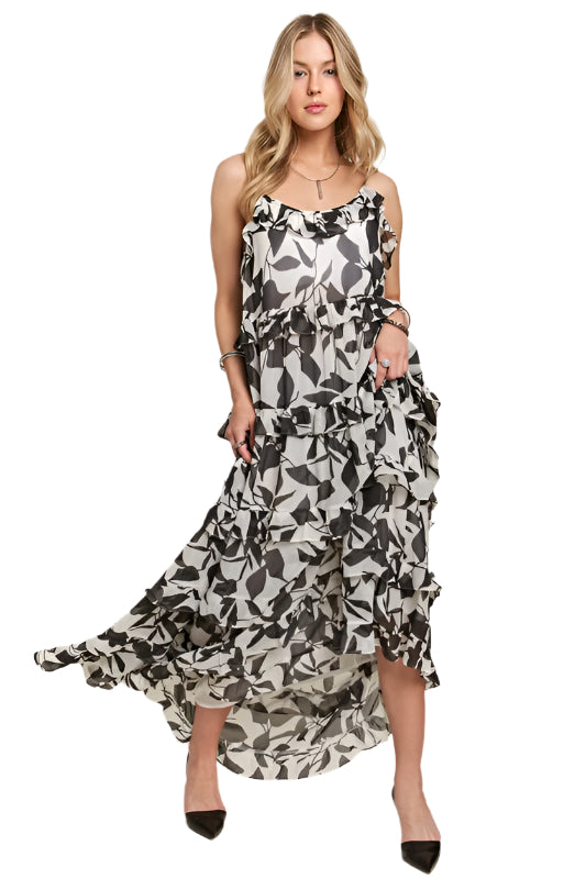 ADORA Ruffled Tiered Scoop Neck Cami Dress