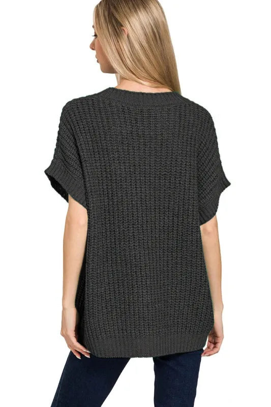 Short Sleeve Round Neck Sweater Lightweight Knit for Any Season
