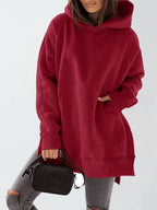 Slit Pocketed Raglan Sleeve Hoodie – Cozy, Casual & Versatile