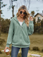 Zip Up Drawstring Long Sleeve Hooded Jacket – Casual Lightweight Layer