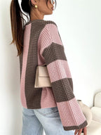 Color Block Long Sleeve Sweater – Trendy Casual Knitwear