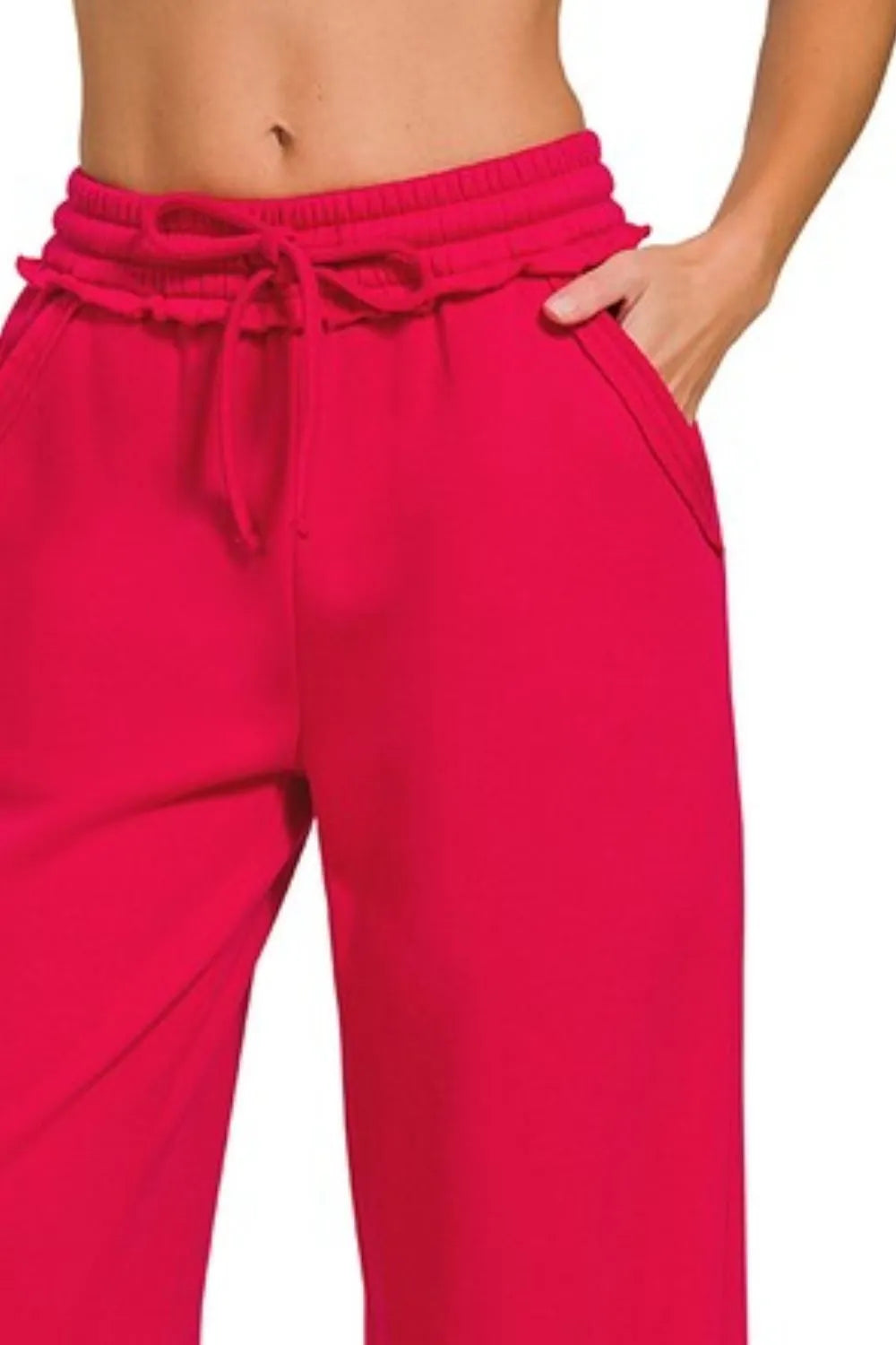 Fleece Wide Leg Sweatpants – Exposed Seams & Cozy Relaxed Fit
