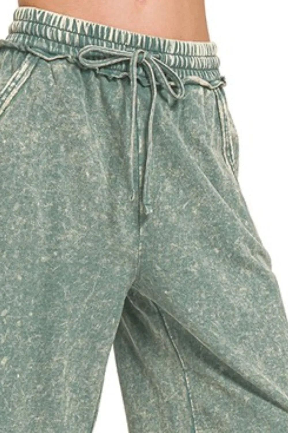 Washed French Terry Palazzo Pants – Wide Leg, Soft & With Pockets