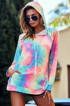 BiBi Tie Dye French Terry Hoodie – Cozy Kangaroo Pocket Casual Streetwear