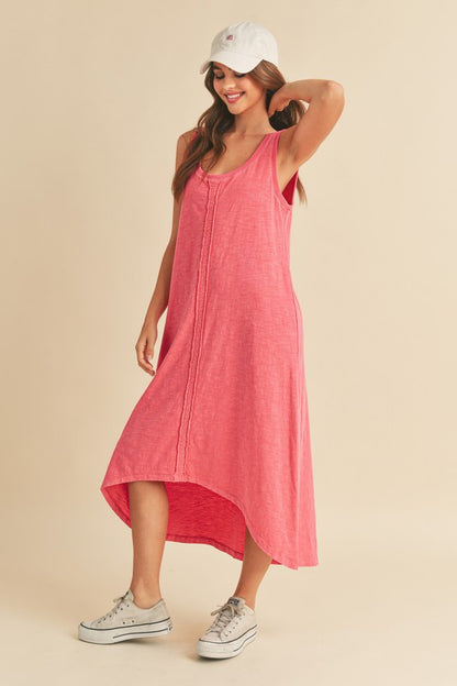 Aemi + Co High-Low Hem Scoop Neck Midi Tank Dress