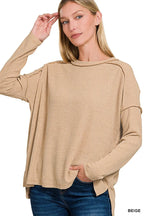 Zenana Ribbed Drop Shoulder Round Neck Sweater – Cozy Chic Style