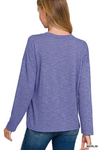 Zenana Heather Purple Long Sleeve T-Shirt – Soft, Relaxed Everyday Style