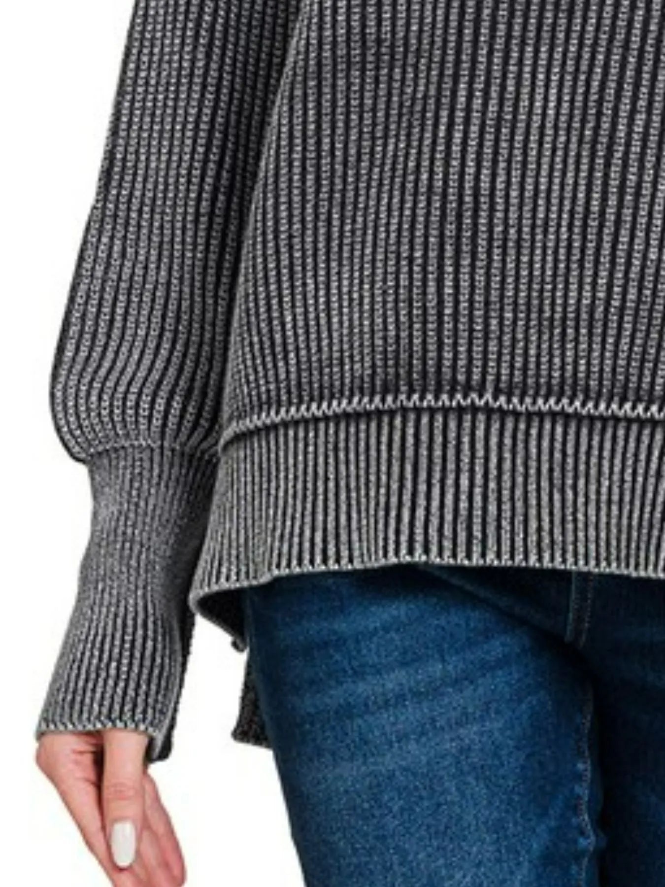 Charcoal Oversized Ribbed Pullover Sweater – Cozy Everyday Essential