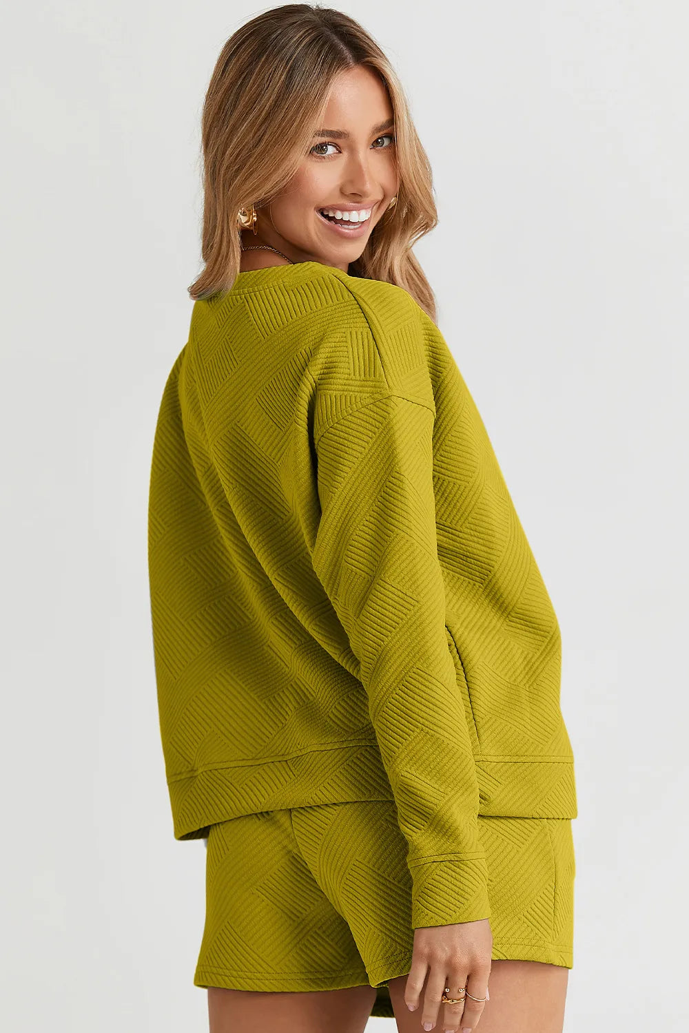 Textured Long Sleeve Top & Shorts Set – Comfy, Stylish & Versatile