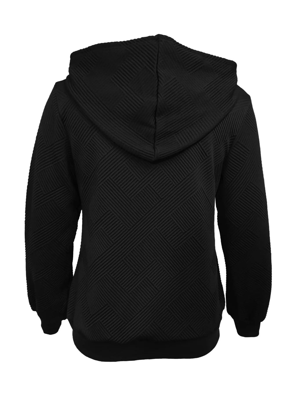 Texture Zip-Up Hoodie with Drawstring – Casual Everyday Layer