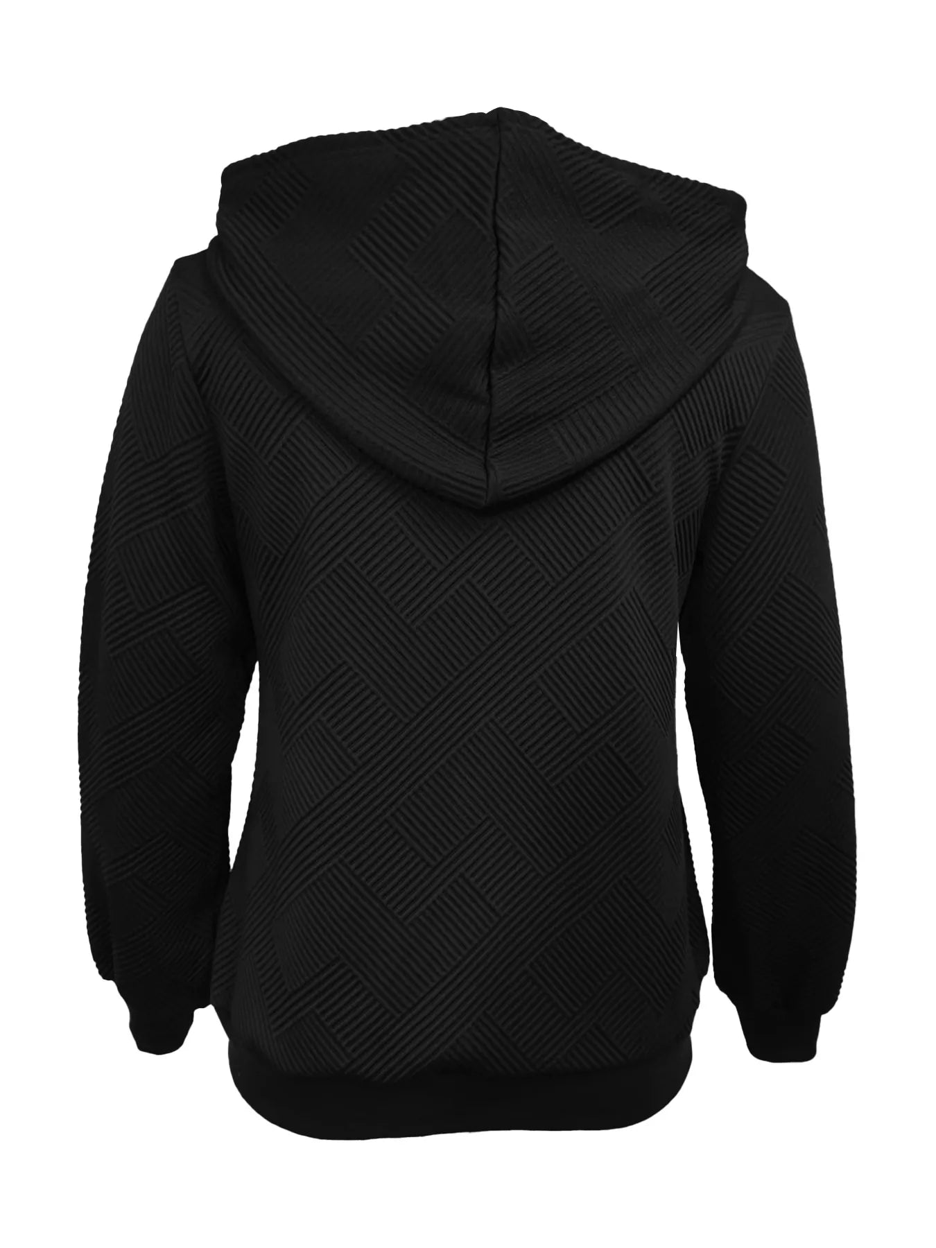 Texture Zip-Up Hoodie with Drawstring – Casual Everyday Layer