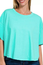 Zenana Mint Green Cropped T-Shirt – Relaxed Oversized Fit