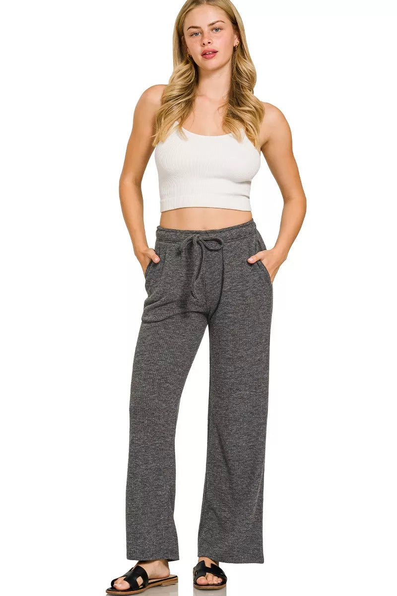 Zenana Ribbed Drawstring Lounge Pants – Cozy, Stretchy & Stylish Everyday Comfort