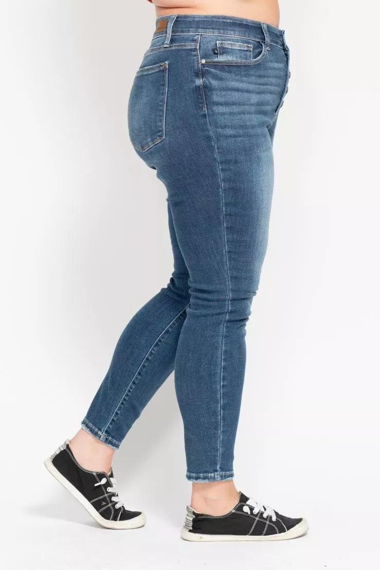 Judy Blue High Rise Button Fly Skinny Jeans – Flattering Trendy Fit