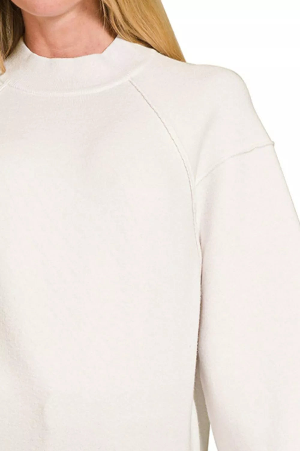 Zenana Viscose Mock Neck Sweater – Chic Exposed Seam Design