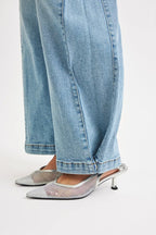 Mid Rise Wide Barrel Snap Hem Jeans | Versatile Trendy Denim