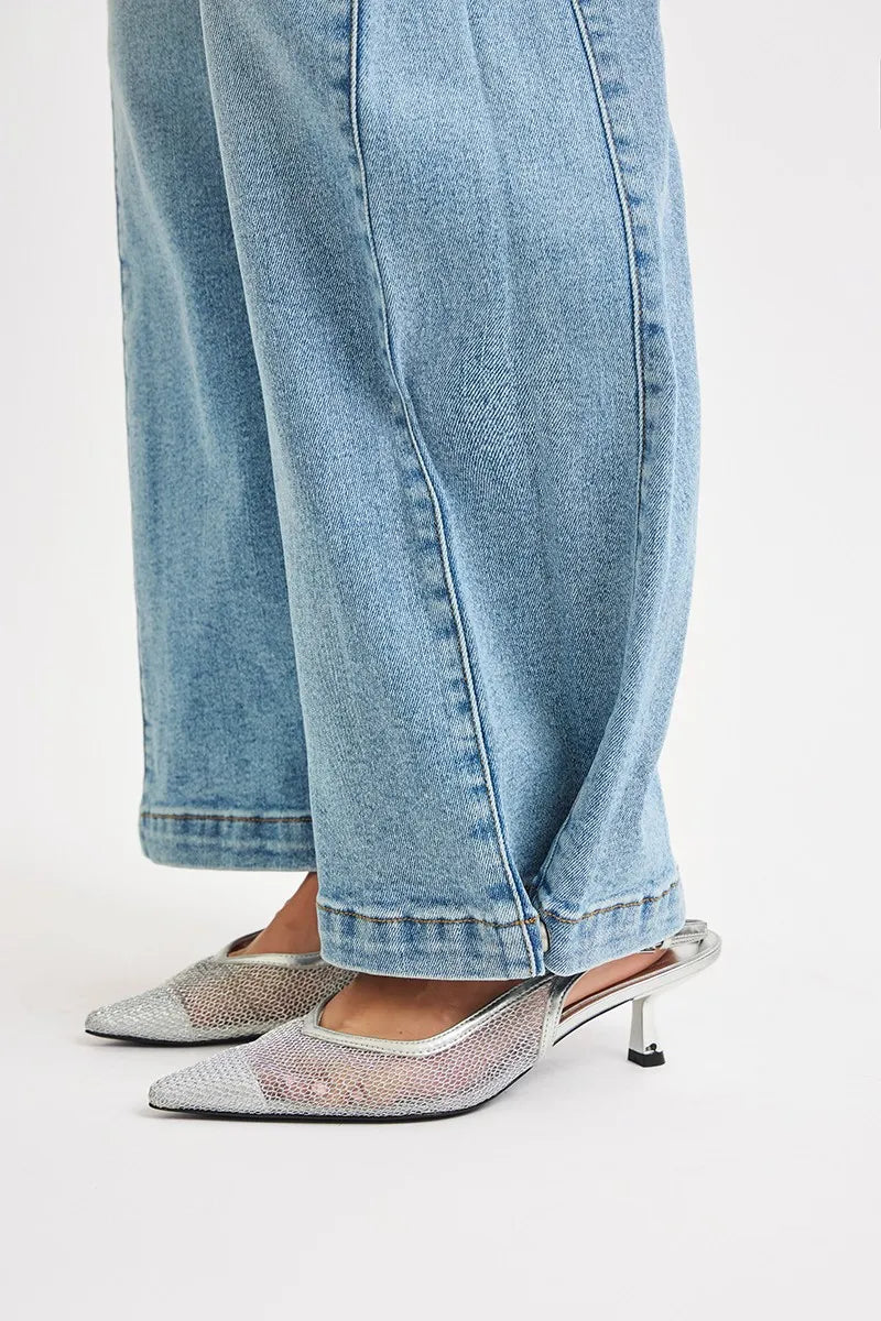 Mid Rise Wide Barrel Snap Hem Jeans | Versatile Trendy Denim