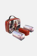 Nicole Lee Printed Handbag – Pebbled & Patent Leather with 3 Pouches