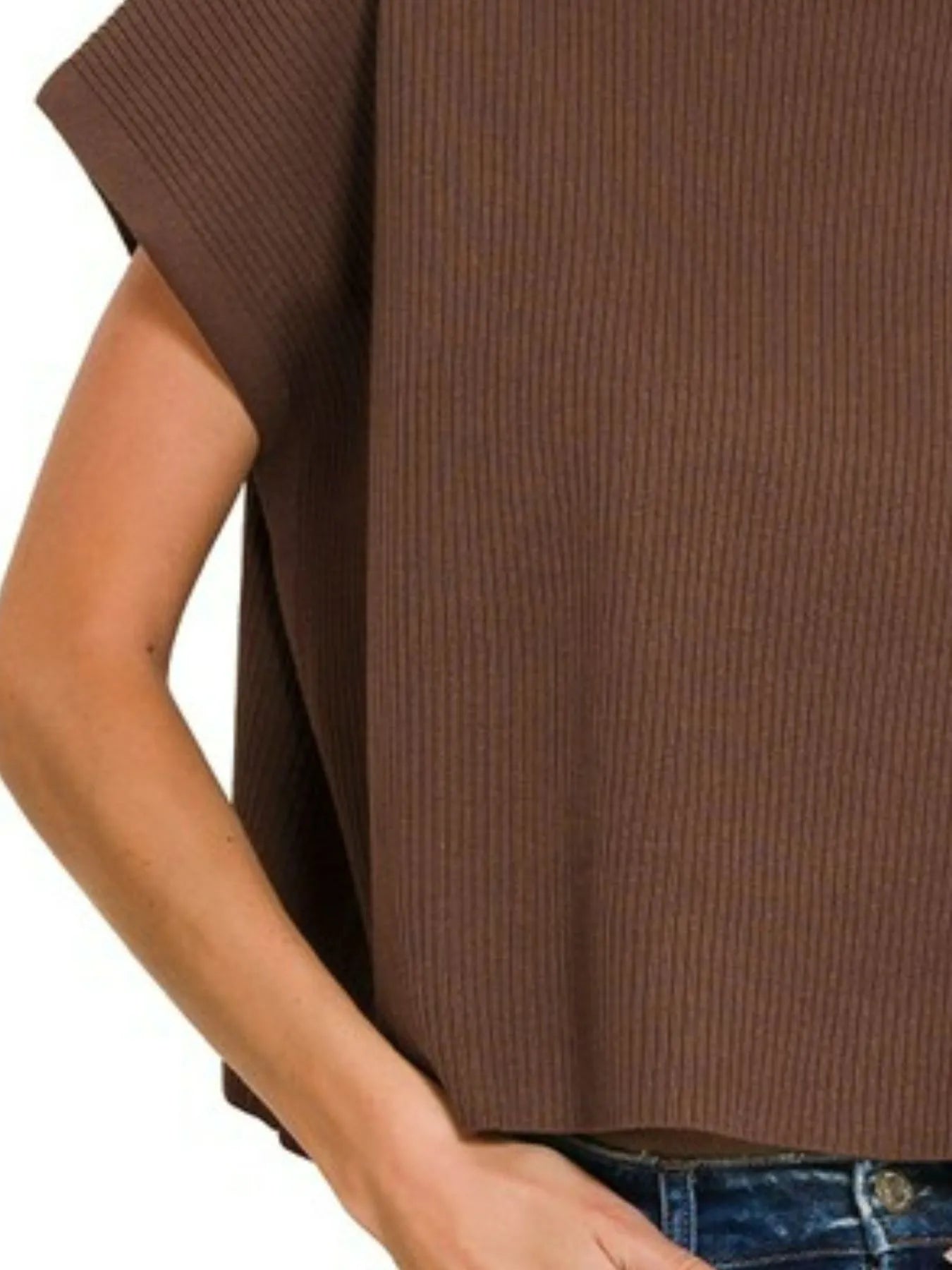 Zenana Viscose Mock Neck Short Sleeve Boxy Sweater