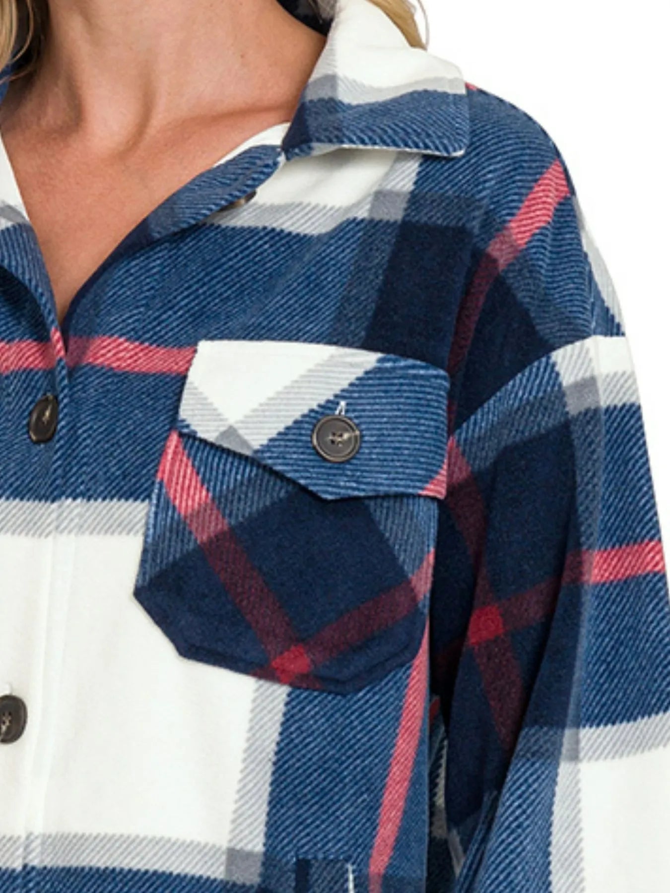 Plaid Flannel Jacket for Women | Classic Button-Up Brushed Overshirt