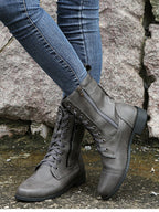 Lace-Up Boots with Side Zipper – Stylish Comfortable Ankle Boots