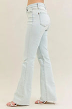Judy Blue Women's High Waist Destroyed Bootcut Jeans with Frayed Hem Stretch Denim.