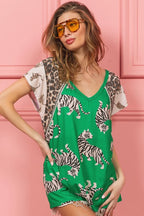 Tiger Print T-Shirt with Aztec Trim – Bold, Breathable & Stylish