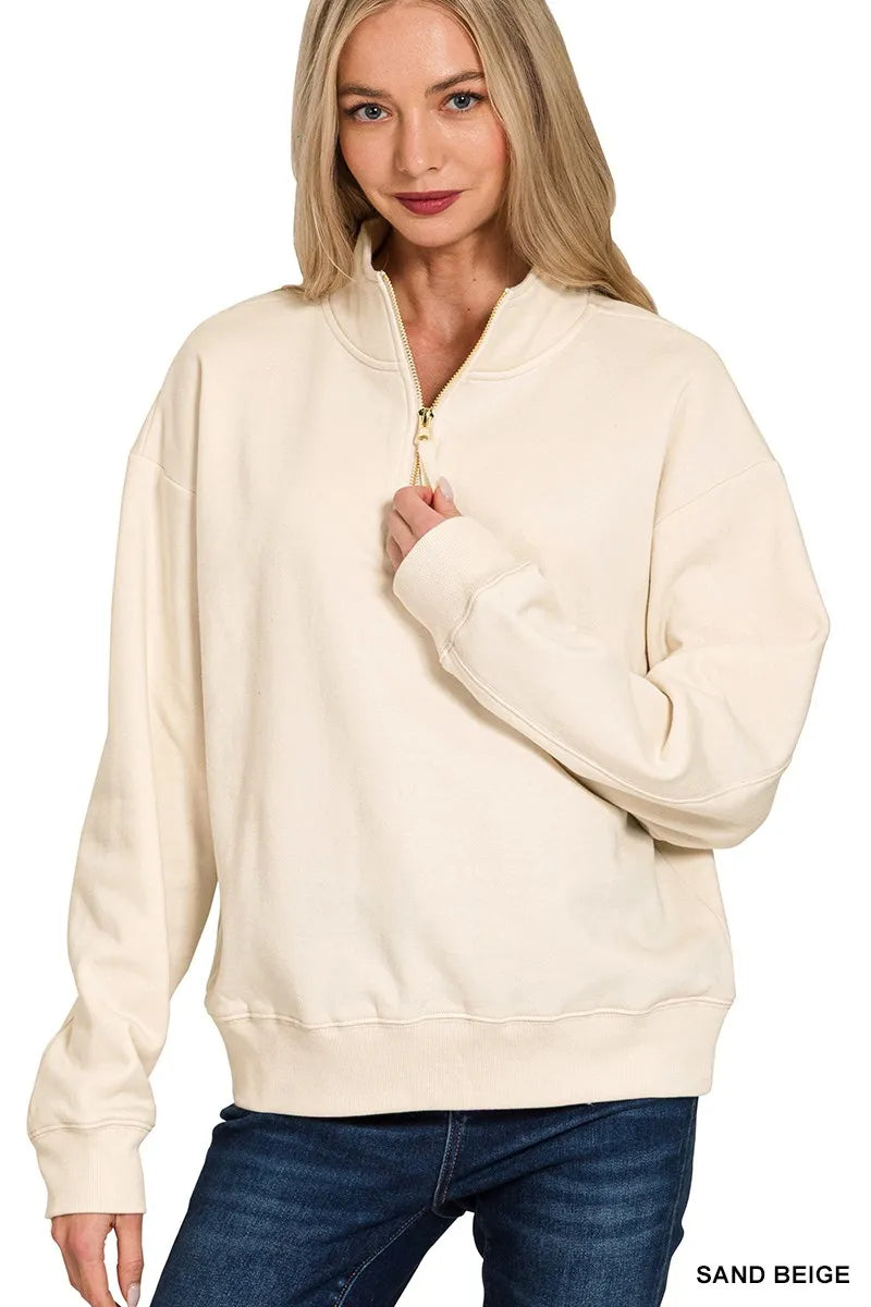 Fleece Half Zip Sweatshirt – Cozy Casual Layer for Cool Weather