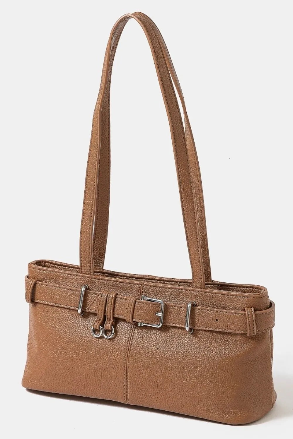 Fame Belt Strap Faux Leather Shoulder Bag – Trendy & Versatile