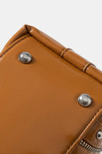 Fame Faux Leather Shoulder Bag Studded Trim Chic Edgy Style