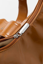Fame Faux Leather Shoulder Bag Studded Trim Chic Edgy Style