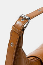 Fame Faux Leather Shoulder Bag Studded Trim Chic Edgy Style