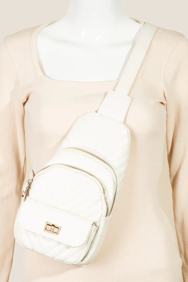 Faux Leather Sling Bag – Fame Cushioned Crossbody Chic Purse