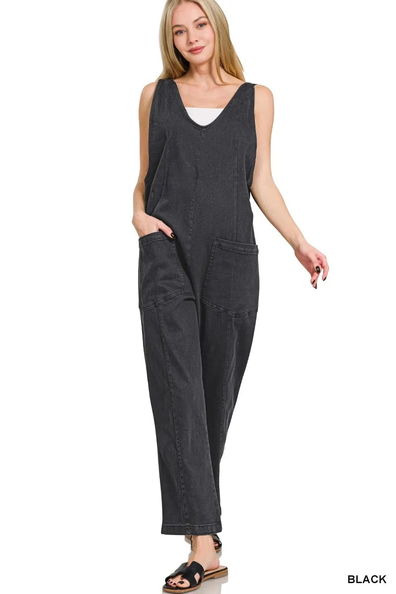 Zenana Casual Adjustable Strap Baggy Jumpsuit with Pocket – Relaxed, Comfortable & Stylish