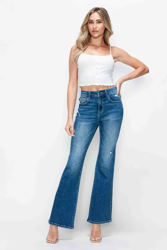 High Rise Bootcut Jeans – Distressed, Flattering & All-Day Comfort