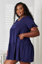 V-Neck Tiered Dress with Flounce Sleeves Elegant & Feminine Style