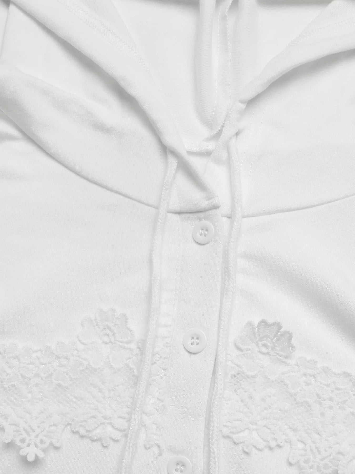 Lace Detail Long Sleeve Drawstring Hoodie
