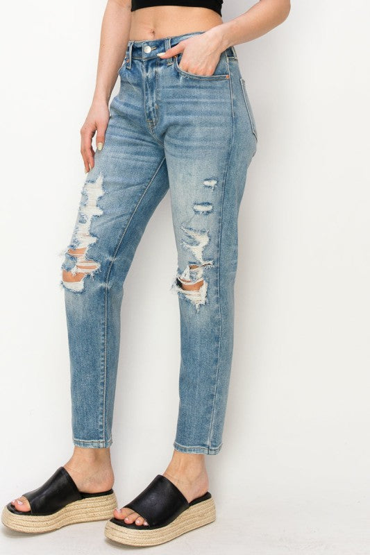Artemis Vintage High Rise Mom Jeans – Stretchy Classic Denim Fit