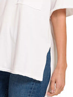 Zenana Front Pocket Raw Edge Boyfriend Tee – Casual & Laid-Back Essential
