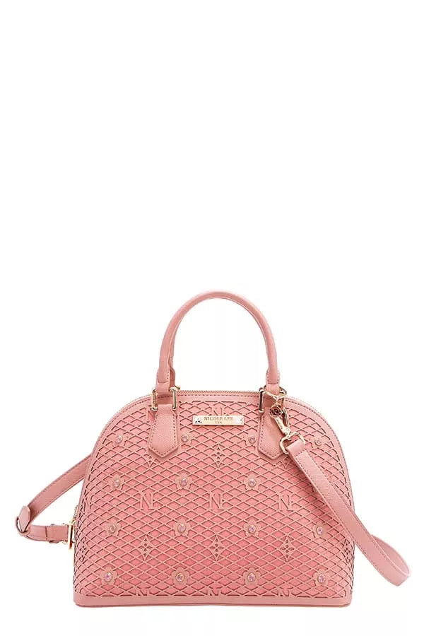 Nicole Lee USA Gracie Dome Satchel – Sleek, Rhinestone-Detail Handbag