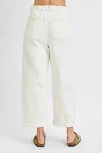 Dreamkue-Risen Women's High Rise Cropped Wide Barrel Jeans with Cargo Pockets