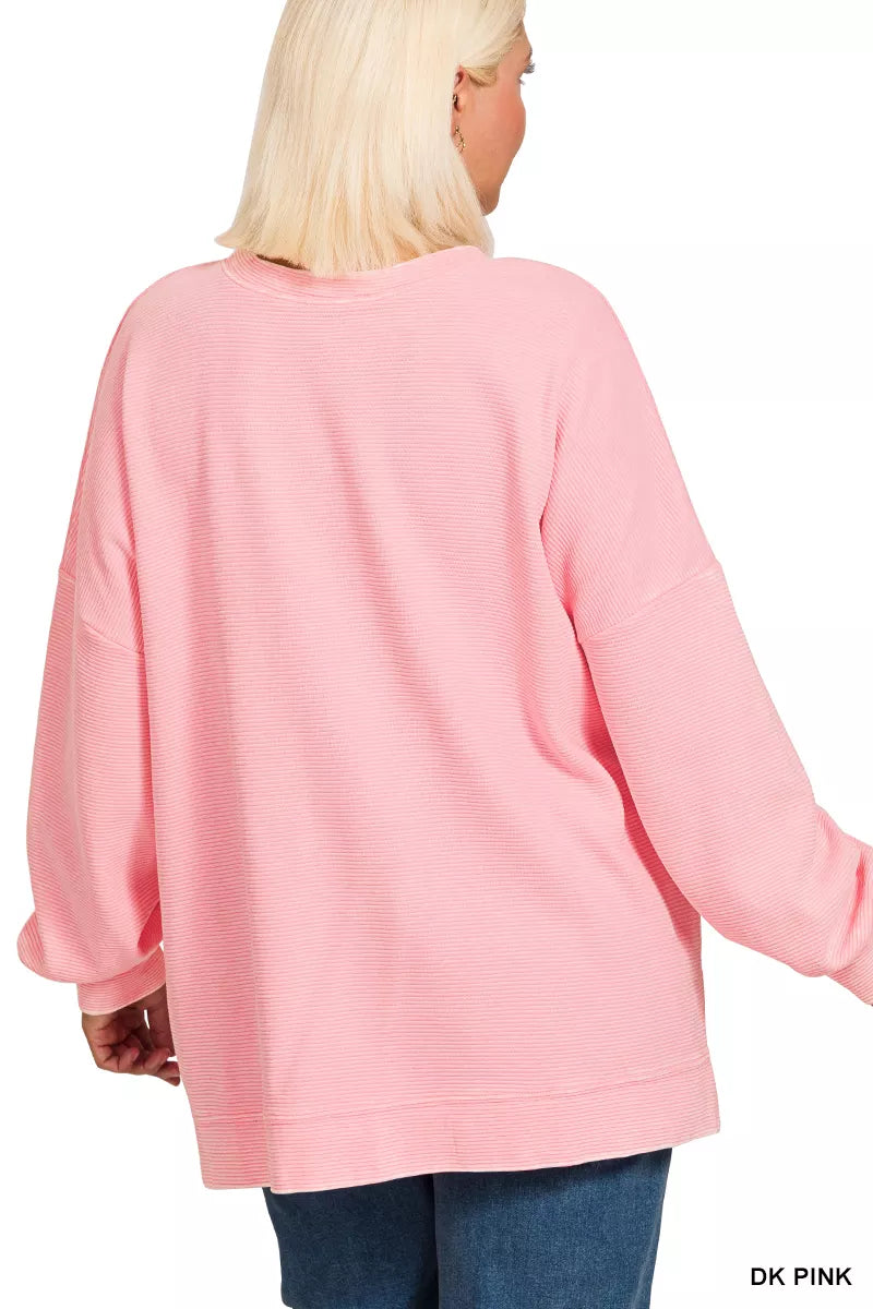 Zenana Acid Washed Double Ribbed Hi-Low Pullover – Edgy Streetwear Style