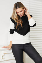 Two-Tone Rib-Knit Sweater – Feminine, Cozy & Perfect for Layering