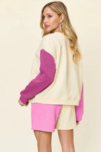 Contrast Drop Shoulder Top & Shorts Set – Trendy, Comfy & Versatile