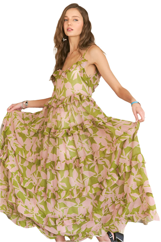 ADORA Ruffled Tiered Scoop Neck Cami Dress