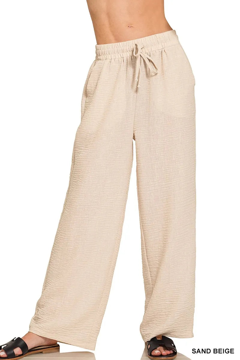 Zenana Woven Crepe Elastic Waist Pants – Chic, Versatile & Comfortable