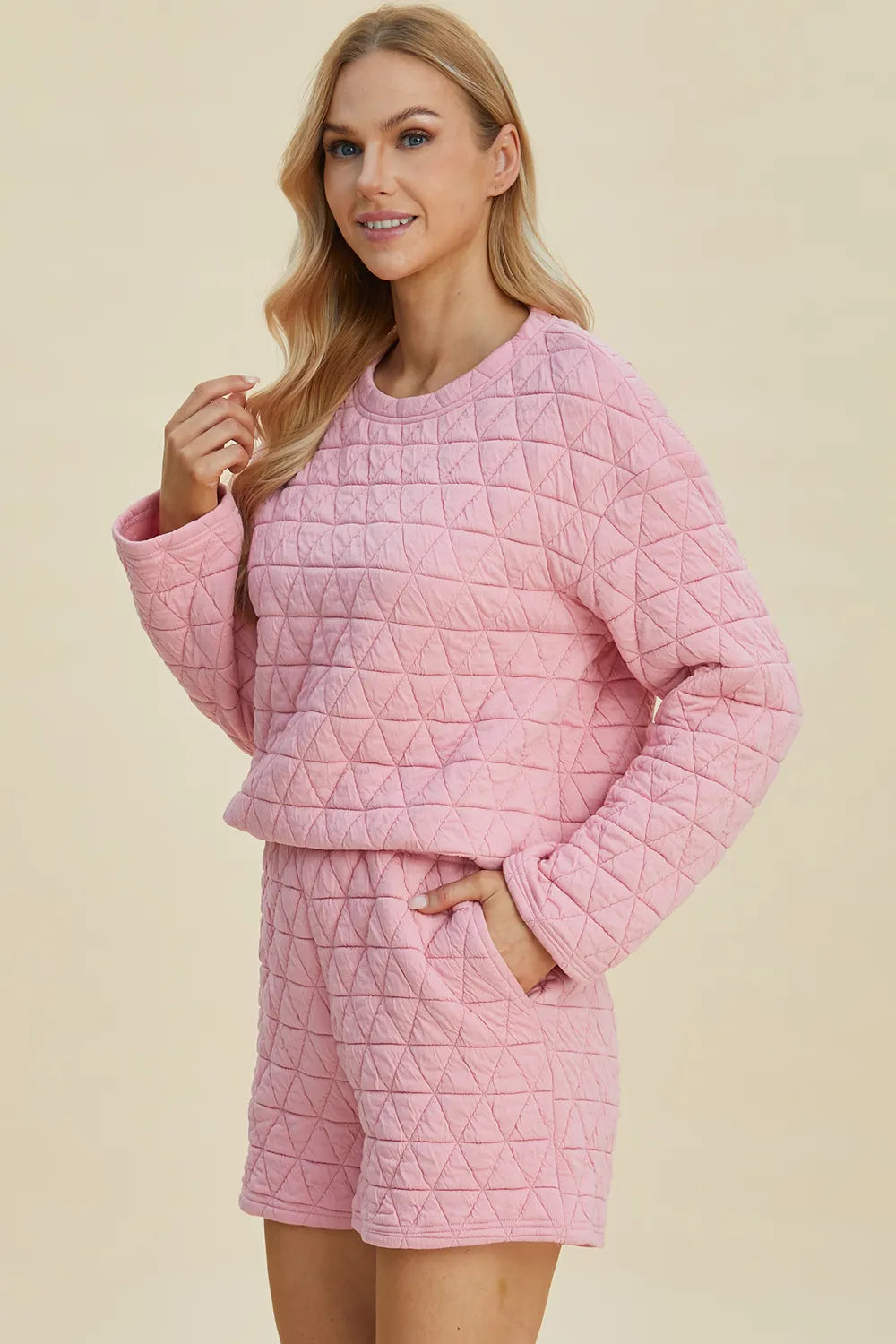Textured Long Sleeve Top & Shorts Set – Comfy, Chic & Versatile