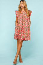 Haptics Ruffled Printed Dress with Side Pockets
